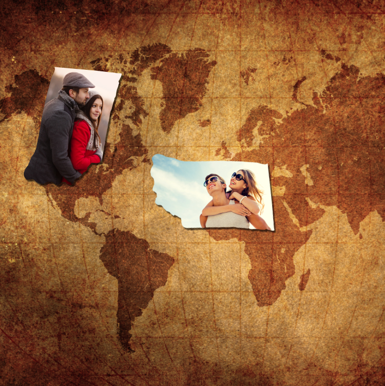 Personalized photo map of couple