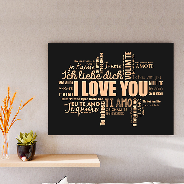 Word collage on canvas